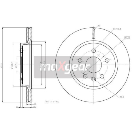 MAXGEAR 19-2368MAX Brzdový kotúč zadný pre Insignia 9-5