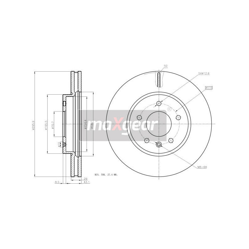 MAXGEAR 19-2369MAX Brzdový kotúč predný pre Antara Captiva Equinox