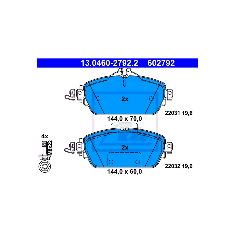 ATE 13.0460-2792.2 Brake Pads Set Front for Mercedes C E