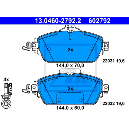 ATE 13.0460-2792.2 Brake Pads Set Front for Mercedes C E