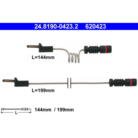 ATE 24.8190-0423.2 Sensor desgaste pastillas freno para Mercedes Sprinter