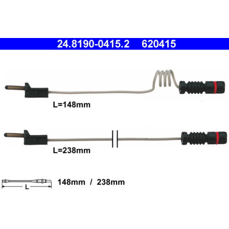 ATE 24.8190-0415.2 Brake Pad Wear Sensor for Mercedes Vario T2/LN1 Sprinter