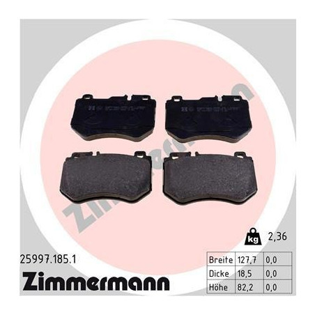 Klocki hamulcowe Przód dla Mercedes C-Klasa W205 S205 C205 A205 ZIMMERMANN 25997.185.1