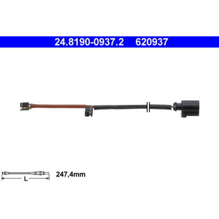 ATE 24.8190-0937.2 Sensor desgaste pastillas freno para Cayenne Q7
