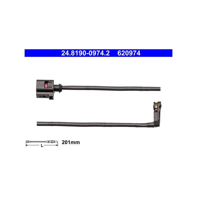 ATE 24.8190-0974.2 Sensor desgaste pastillas freno para Audi TT