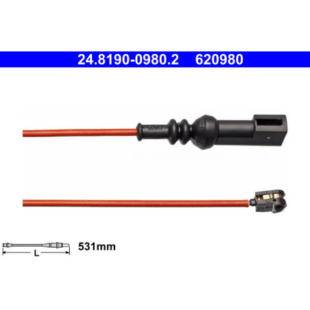 ATE 24.8190-0980.2 Snímač opotřebení brzdových destiček zadní pro Ford Transit