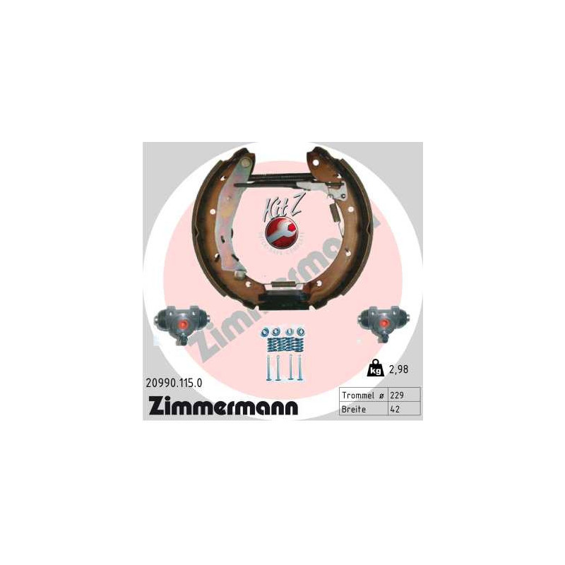 ZIMMERMANN 20990.115.0 Sada brzdových čeľustí pre