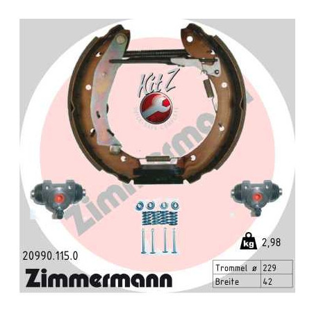 ZIMMERMANN 20990.115.0 Sada brzdových čeľustí pre