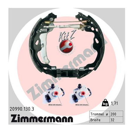 ZIMMERMANN 20990.130.3 Zestaw szczęk hamulcowych dla