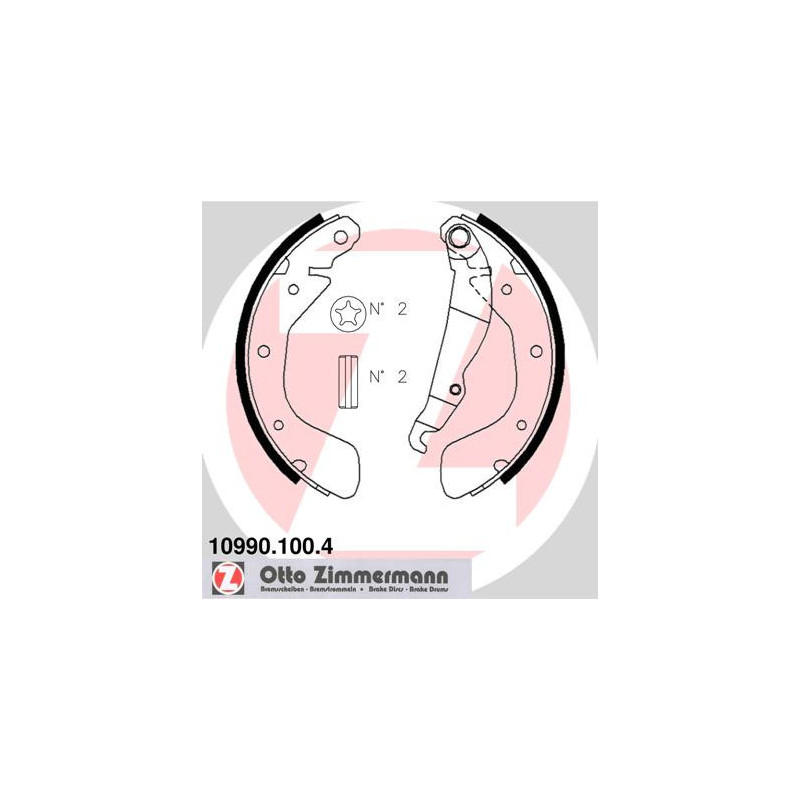 ZIMMERMANN 10990.100.4 Sada brzdových čeľustí pre