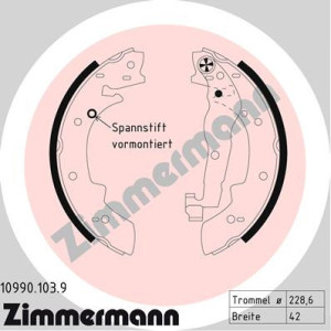 ZIMMERMANN 10990.103.9 Zestaw szczęk hamulcowych dla