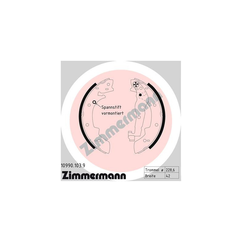 ZIMMERMANN 10990.103.9 Kit ganasce freno per