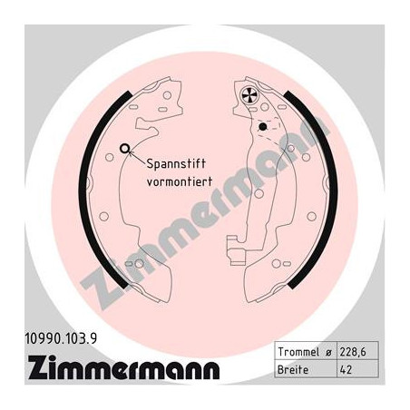 ZIMMERMANN 10990.103.9 Sada brzdových čelistí pro