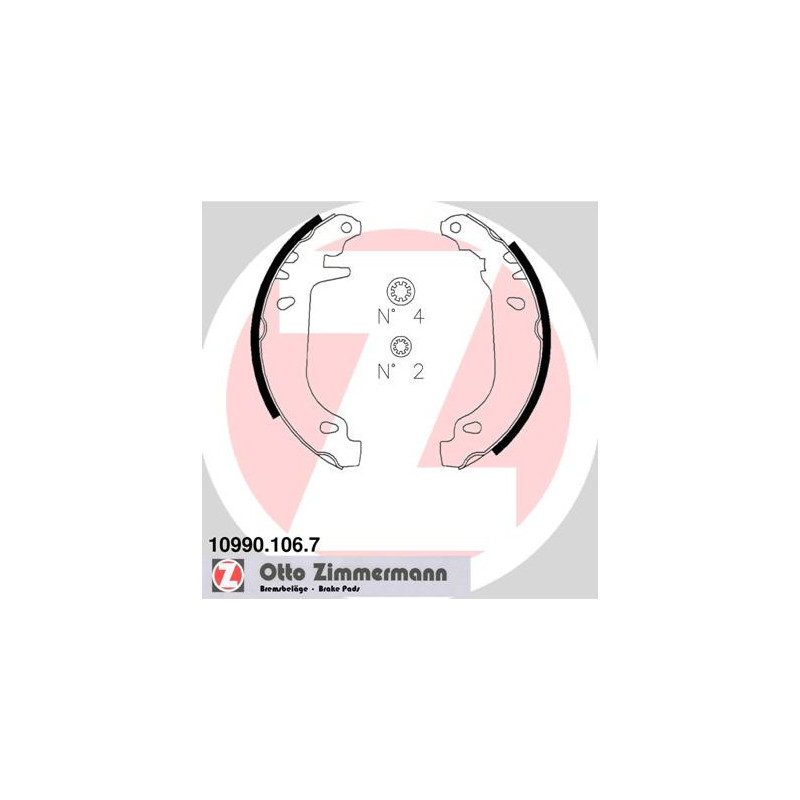 ZIMMERMANN 10990.106.7 Sada brzdových čeľustí pre