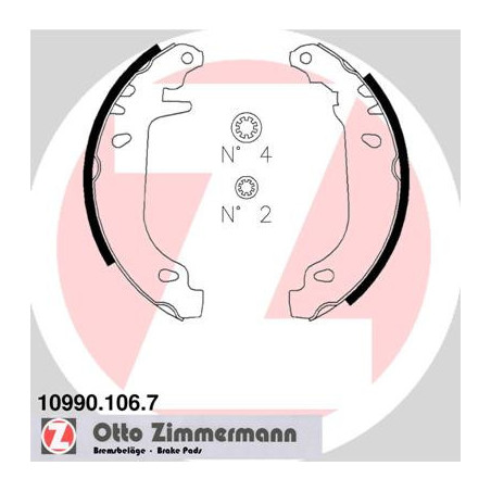 ZIMMERMANN 10990.106.7 Sada brzdových čeľustí pre