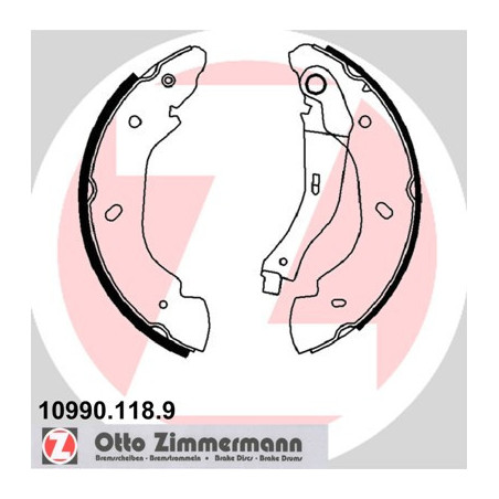 ZIMMERMANN 10990.118.9 Zestaw szczęk hamulcowych dla