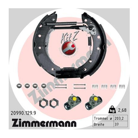 ZIMMERMANN 20990.129.9 Jeu de mâchoires de frein pour