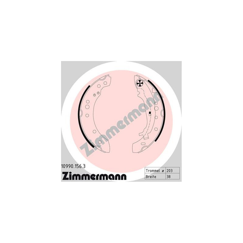 ZIMMERMANN 10990.156.3 Zestaw szczęk hamulcowych dla