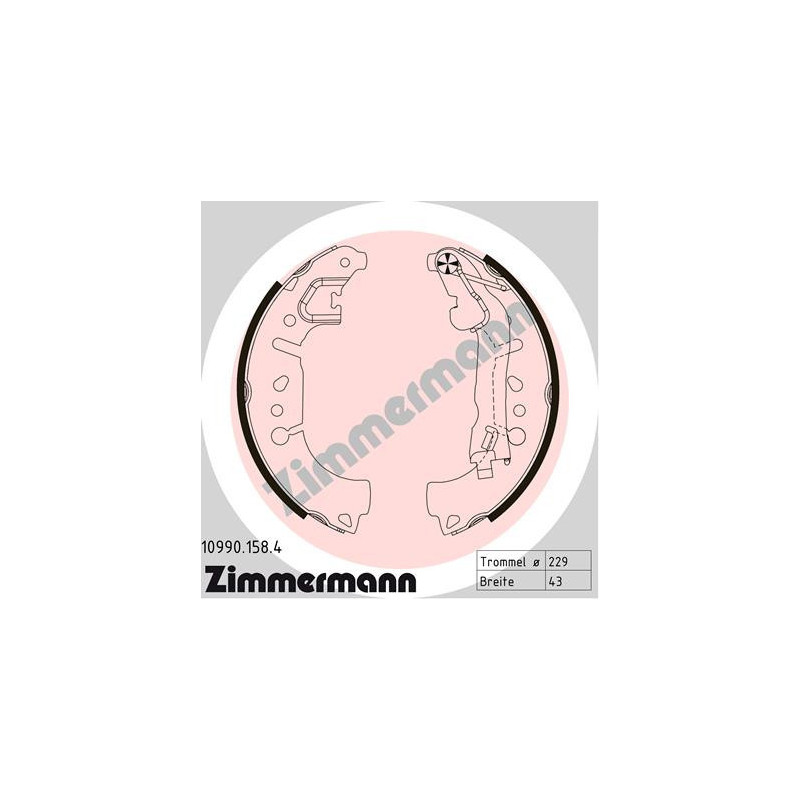 ZIMMERMANN 10990.158.4 Zestaw szczęk hamulcowych dla