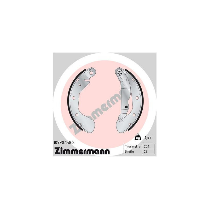 ZIMMERMANN 10990.158.8 Jeu de mâchoires de frein pour