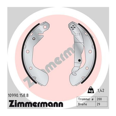 ZIMMERMANN 10990.158.8 Brake Shoe Set Rear for