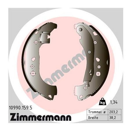 ZIMMERMANN 10990.159.5 Brake Shoe Set Rear for