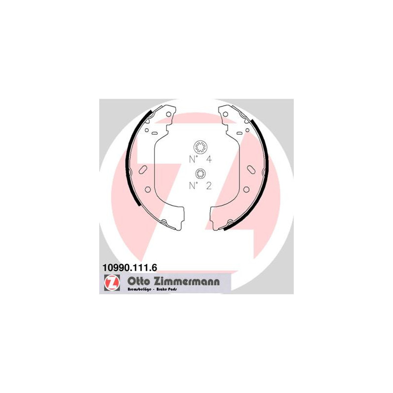 ZIMMERMANN 10990.111.6 Brake Shoe Set Rear for