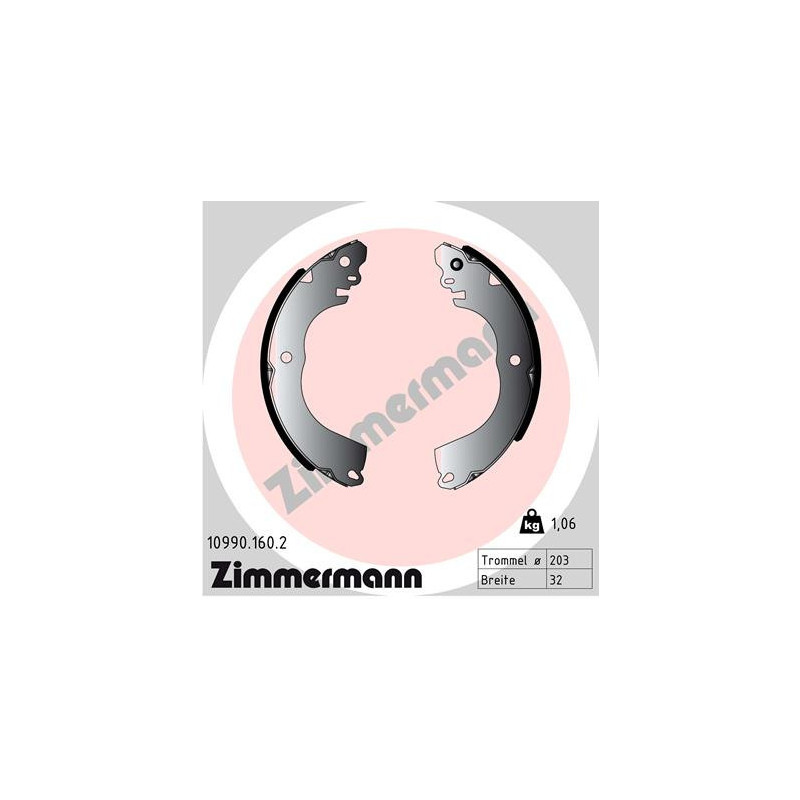 ZIMMERMANN 10990.160.2 Sada brzdových čeľustí pre