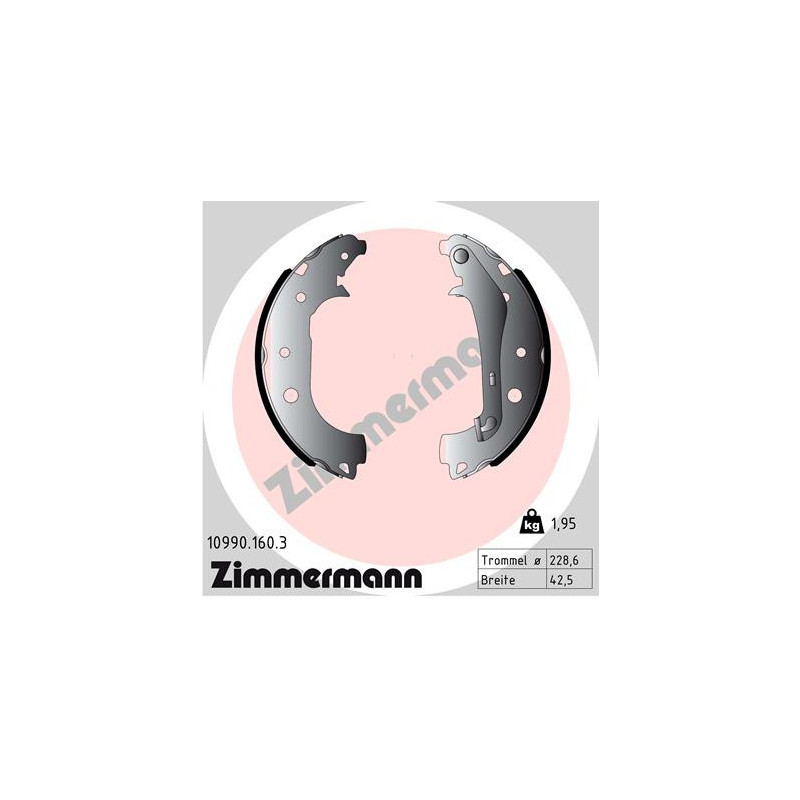 ZIMMERMANN 10990.160.3 Zestaw szczęk hamulcowych dla