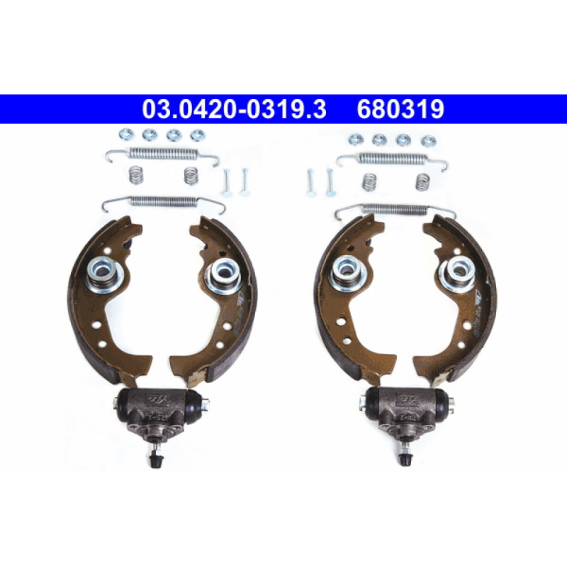 ATE 03.0420-0319.3 Sada brzdových čelistí zadní pro Uno Y10 Panda Regata Ritmo A Cinquecento Prisma