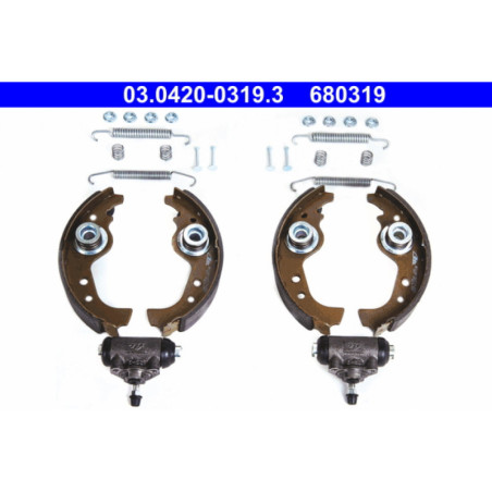 ATE 03.0420-0319.3 Sada brzdových čelistí zadní pro Uno Y10 Panda Regata Ritmo A Cinquecento Prisma