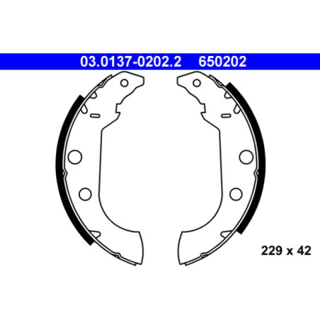 ATE 03.0137-0202.2 Jeu de mâchoires de frein arrière pour Peugeot 405