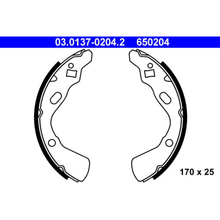 ATE 03.0137-0204.2 Brake Shoe Set Rear for Pride 121