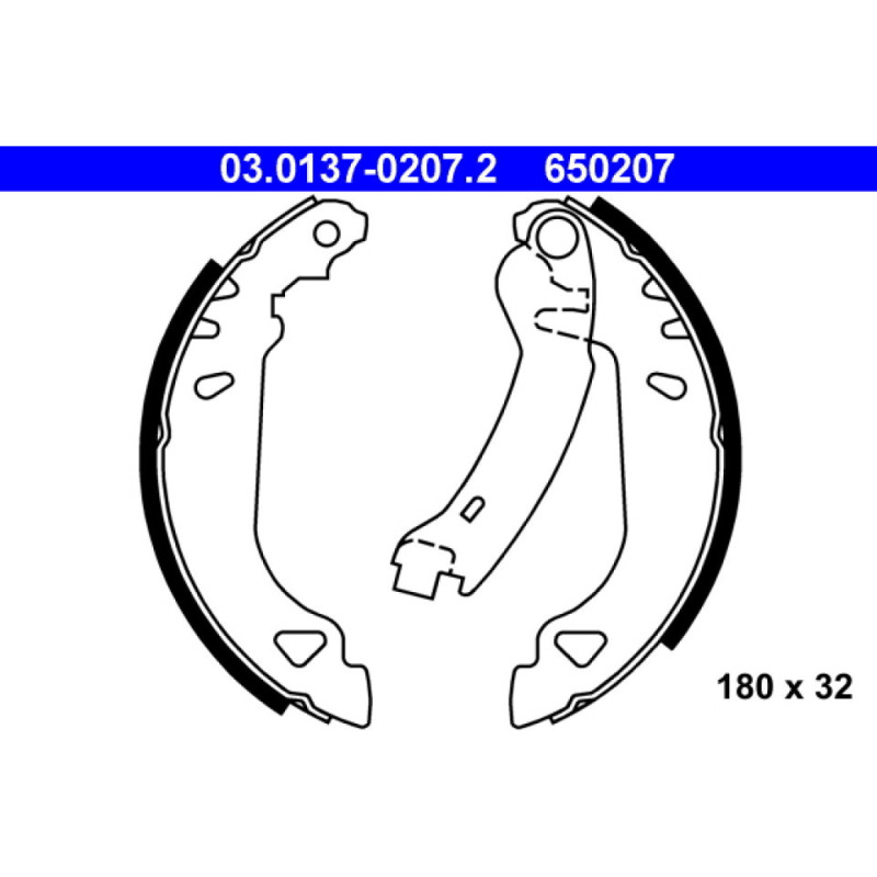 ATE 03.0137-0207.2 Brake Shoe Set Rear for Punto Tipo Tempra Dedra Y Delta