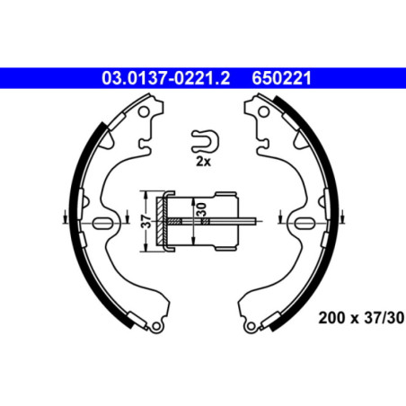 ATE 03.0137-0221.2 Jeu de mâchoires de frein arrière pour Toyota Corolla