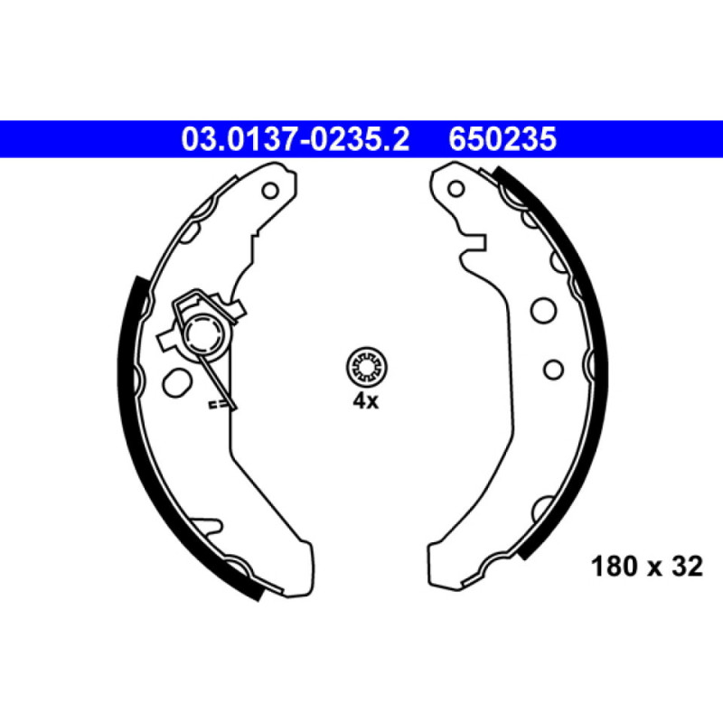 ATE 03.0137-0235.2 Juego de zapatas de frenos trasero para Ford Fiesta
