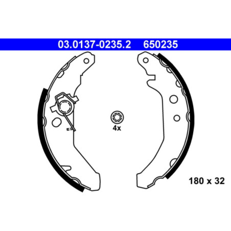 ATE 03.0137-0235.2 Jeu de mâchoires de frein arrière pour Ford Fiesta