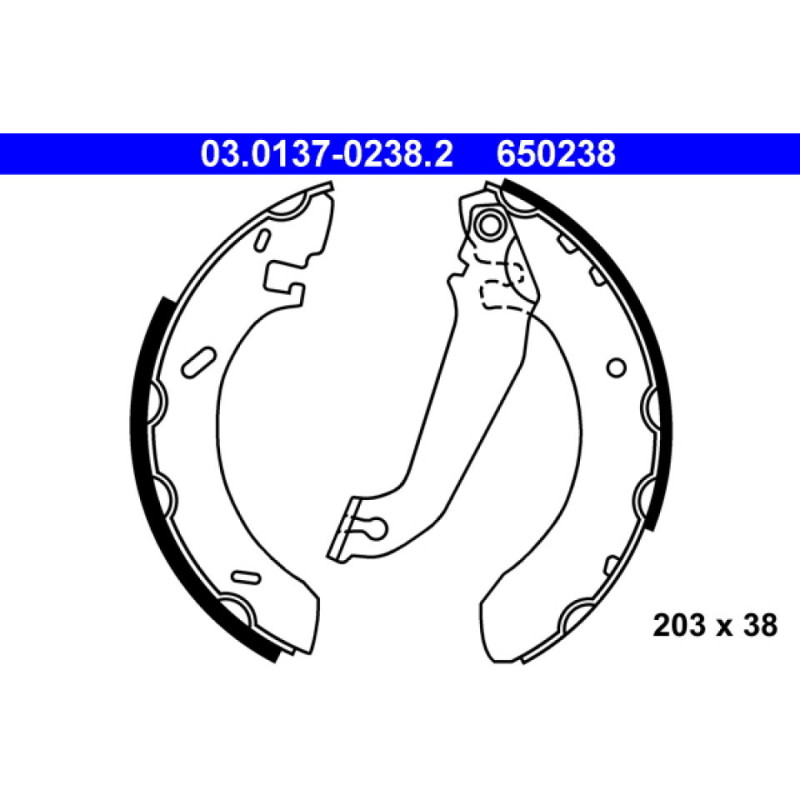 ATE 03.0137-0238.2 Jeu de mâchoires de frein arrière pour Ford Escort Orion