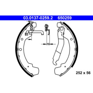 ATE 03.0137-0259.2 Juego de zapatas de frenos trasero para VW LT