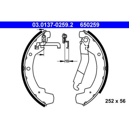 ATE 03.0137-0259.2 Bremsbackensatz Hinten für VW LT