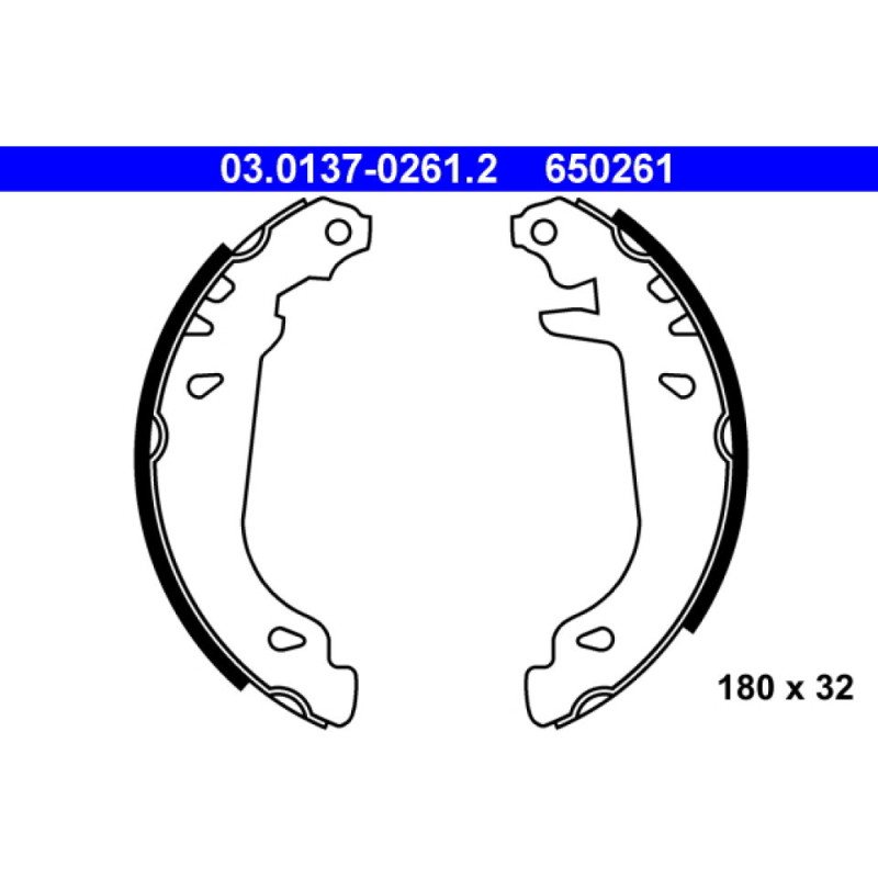 ATE 03.0137-0261.2 Zestaw szczęk hamulcowych tył dla 306 Xsara ZX