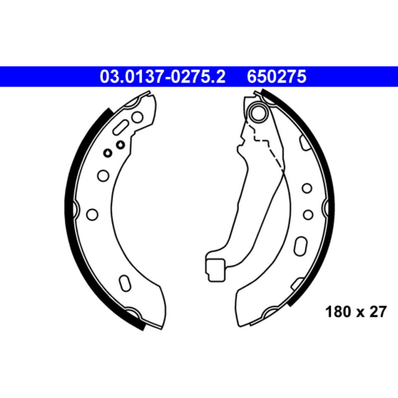 ATE 03.0137-0275.2 Brake Shoe Set Rear for Nissan Micra