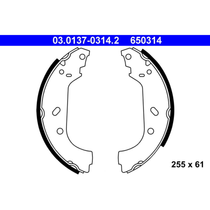 ATE 03.0137-0314.2 Kit ganasce freno posteriore per Expert JUMPY Scudo Evasion Ulysse 806 Zeta
