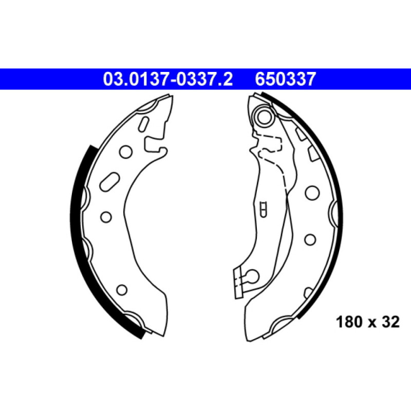 ATE 03.0137-0337.2 Zestaw szczęk hamulcowych tył dla Escort Fiesta 121 Ka Puma