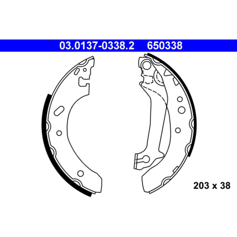 ATE 03.0137-0338.2 Kit ganasce freno posteriore per Escort Fiesta Courier