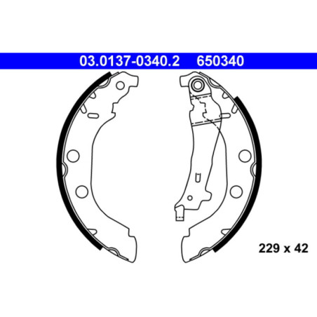 ATE 03.0137-0340.2 Jeu de mâchoires de frein arrière pour Peugeot 406