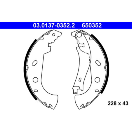 ATE 03.0137-0352.2 Jeu de mâchoires de frein arrière pour Palio Multipla Marea Siena