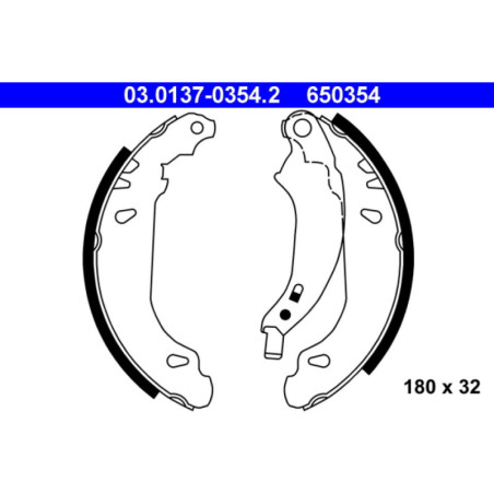 ATE 03.0137-0354.2 Brake Shoe Set Rear for 206 206+ 207