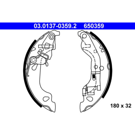 ATE 03.0137-0359.2 Jeu de mâchoires de frein arrière pour Fiat Punto
