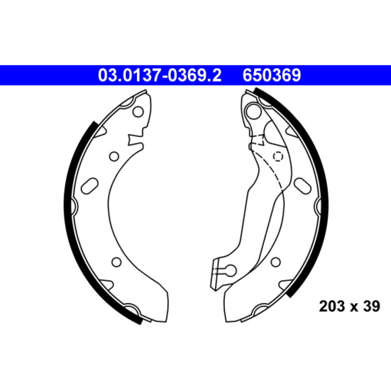 ATE 03.0137-0369.2 Jeu de mâchoires de frein arrière pour Hyundai Lantra Coupe